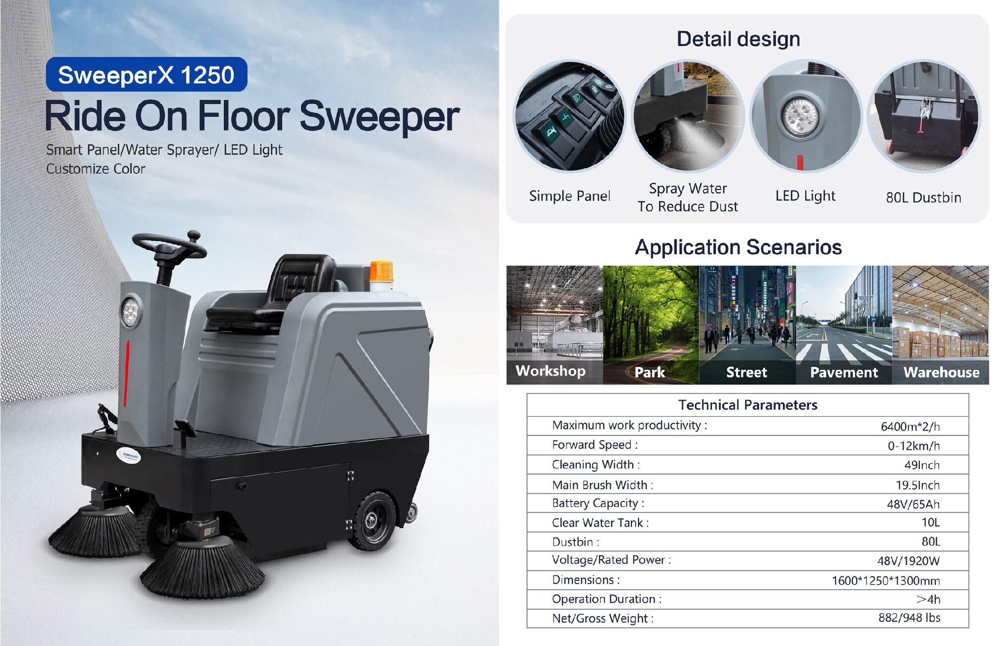 SweeperX 1250 - Ride On Floor Sweeper Machine - Image 4
