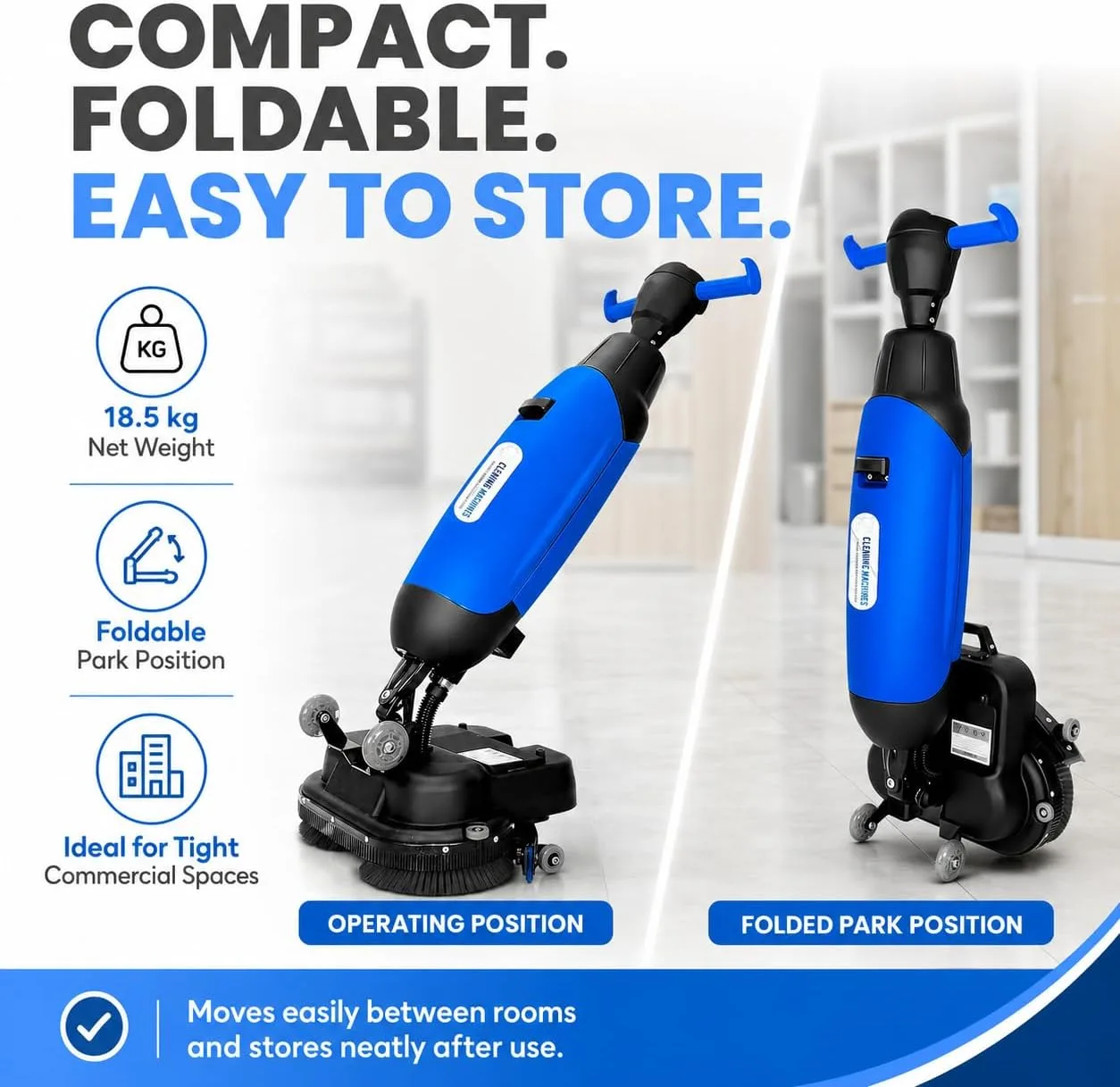 Folding Hand Push Floor Scrubber